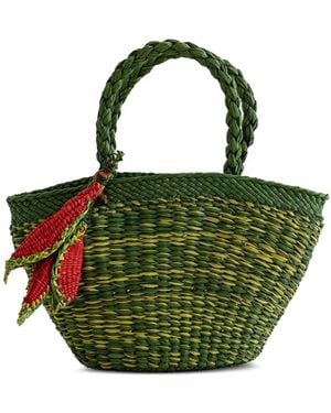 AMOR Y MEZCAL Straw Tote Bag - Green