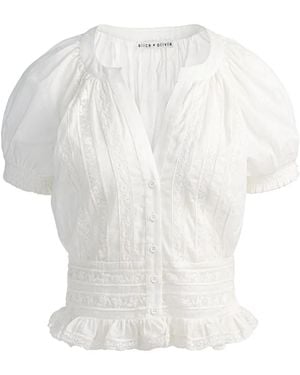 Alice + Olivia Kathryn Lace-Details Blouse - White