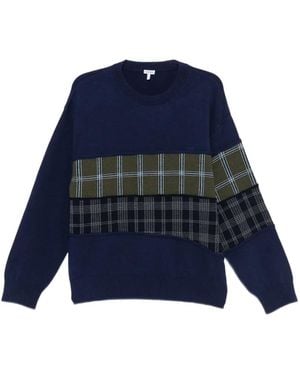 Loewe Check-Pattern Patchwork Sweater - Blue