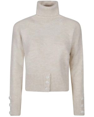 hinnominate Button-Cuff Turtleneck Sweater - White