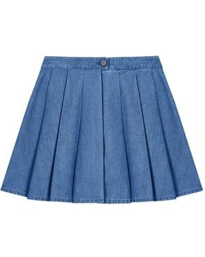 Emporio Armani Eagle Club Pleated Denim Shorts - Blue