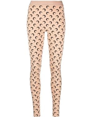 Marine Serre Fuseaux Crescent Moon-Print Leggings - Brown