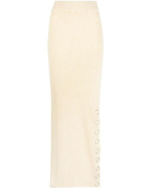Jil Sander Snap-Button Rib-Knit Maxi Skirt - White