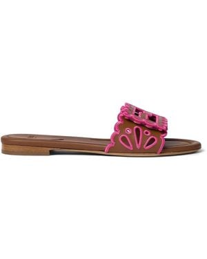 Fendi Logo-Appliqué Flat Sandals - Pink
