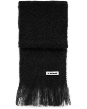 Jil Sander Foulard Slim En Laine Mélangée - Noir