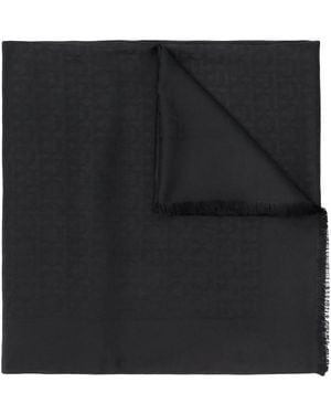 Ferragamo Gancini Silk And Wool Stole - Black