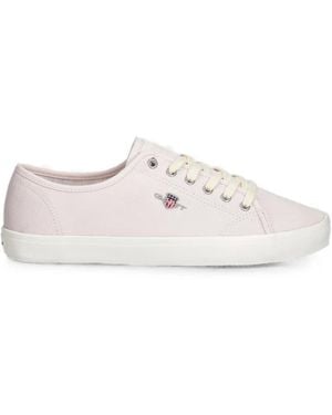 GANT Logo-Embroidered Lace-Up Trainers - White