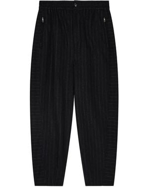 Giorgio Armani Pinstriped Tapered Trousers - Black