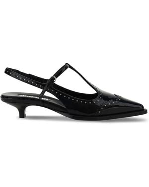 Miu Miu Escarpins En Cuir - Noir