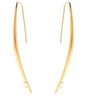 Elisabetta Franchi Boucles D'Oreilles Pendantes À Plaque Logo - Blanc