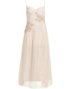 Agua Bendita Rayna Floral-Embellished Midi Dress - White