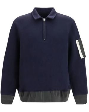 Sacai Polo Con Media Cremallera - Azul