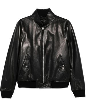 Tom Ford Lambskin Leather Jacket With Minimalistic Design - Black