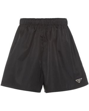 Prada Re-Nylon Triangle-Logo Shorts - Black