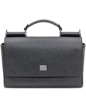 Dolce & Gabbana Top-Handle Leather Tote Bag - Grey