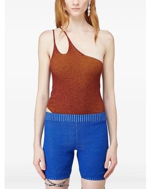 Isa Boulder One-Shoulder Ribbed Tank Top - Blue