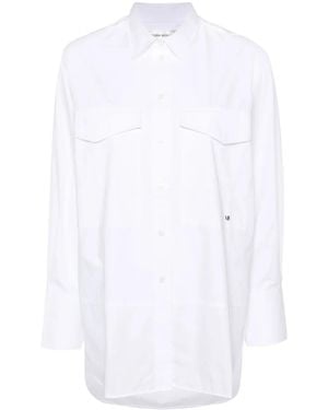 Victoria Beckham Logo-Embroidered Cotton Shirt - White