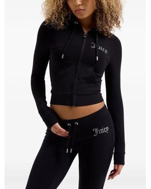 Juicy Couture Diamanté-Embellished Logo Hoodie - Black