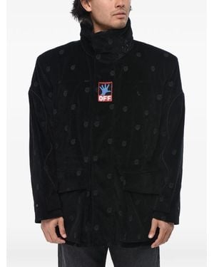 Off-White c/o Virgil Abloh Hands Off Embroidered Velour Jacket - Black