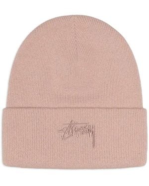Stussy Embroidered Ribbed Beanie - Natural