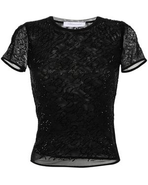 Blumarine Top Aus Mesh Mit Strass - Schwarz