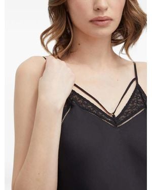 Chantelle Lace-Trim Strappy Pajamas - Black