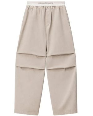 Alexander Wang Logo-Waistband Pleated Pants - White