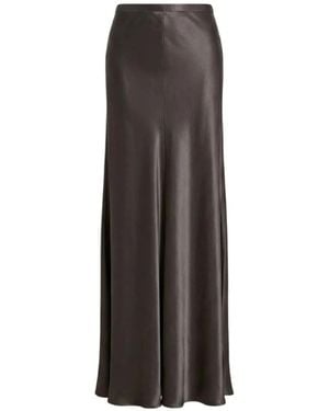 Alberta Ferretti Satin-Effect Flared Maxi Skirt - Grey