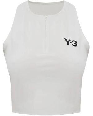 Y-3 Reißverschluss-Oberteil mit Logo - Weiß