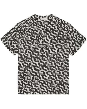Marc O' Polo Abstract-Print Short-Sleeve Blouse - Black