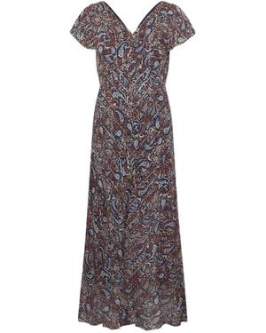 Brooks Brothers Paisley-Print V-Neck Midi Dress - Brown