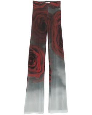 Jean Paul Gaultier Rose-print Mesh Trousers - パープル