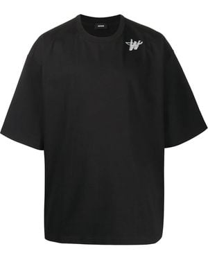 we11done Logo-Print Oversized T-Shirt - Black