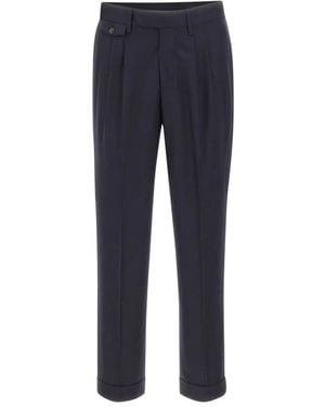 Devore Pantalones Con Pinzas Dobles - Azul
