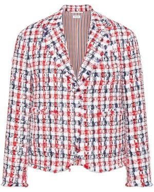 Thom Browne Gingham Satin Ribbon Tweed Sportcoat - Red