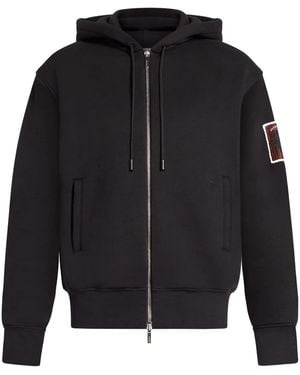 Ferragamo Logo-Patch Zipped Hoodie - Black