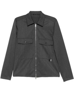Low Brand Point-Collar Zip Shirt Jacket - Gray