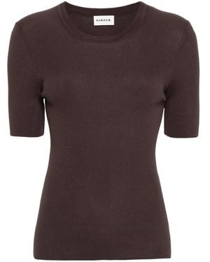 P.A.R.O.S.H. Short-Sleeve Ribbed-Knit Top - Brown