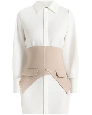 Manière De Voir Keira Corset Overlay Shirt Mini Dress - White