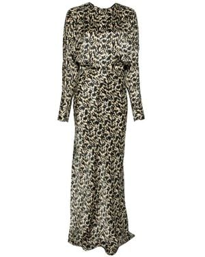 Petar Petrov Rattleheart Animal-Print Maxi Dress - White