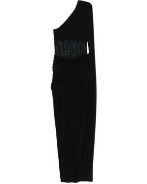 Nissa One-Shoulder-Maxikleid mit Sheer-Einsatz - Schwarz