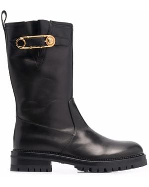 Versace Safety Pin Mid-Calf Boots - Black