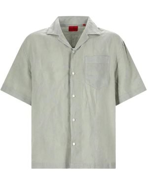 HUGO Short-Sleeve Linen Shirt - Gray
