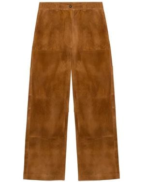 Jonathan Simkhai Bates Suede Straight-Leg Pants - Brown