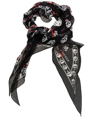 McQueen Pañuelo Asimétrico Con Calavera Estampada - Negro