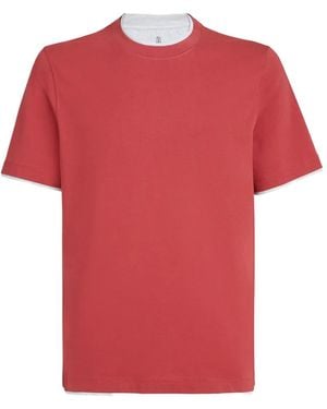 Brunello Cucinelli レイヤード Tシャツ - レッド