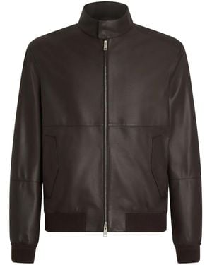 ZEGNA Leather Bomber Jacket - Black