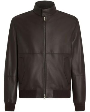 ZEGNA Leather Bomber Jacket - Black