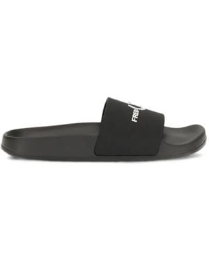 Fred Perry Logo-Print Slides - White