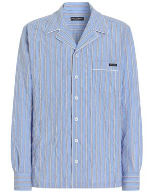 Dolce & Gabbana Crinkled Striped Fabric Vanity Shirt - Blue